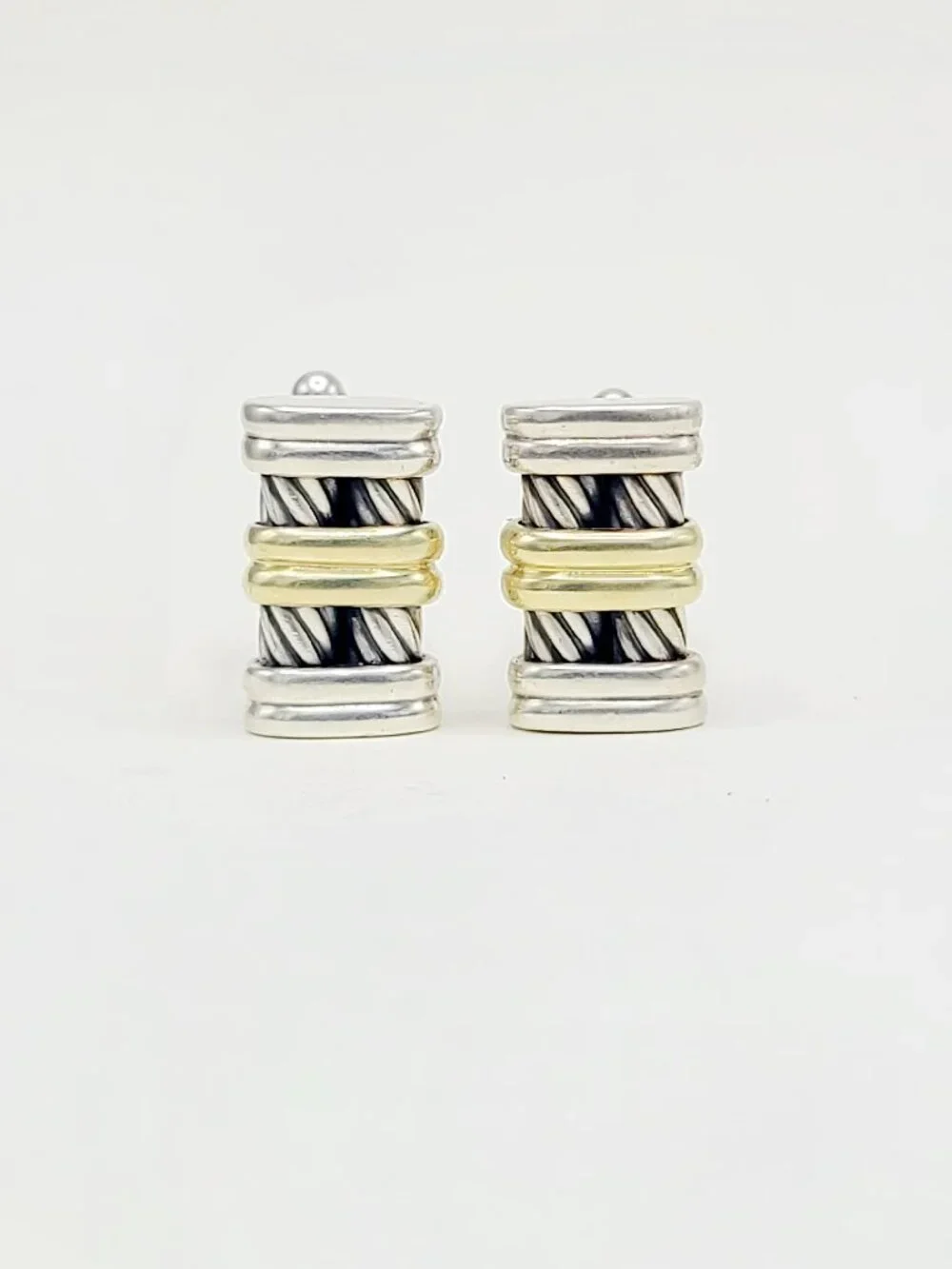 David Yurman Cable Station Cufflinks in Sterling Silver w/ 14K Yellow Gold RARE